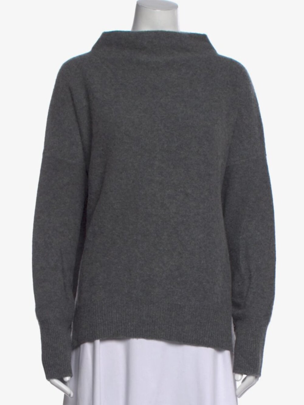 Vince Boiled Cashmere Funnel Neck Sweater Charcoal Gray Pullover Size S Small